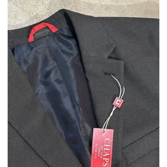 NWT CHAPS Men's Slim Fit 40R Gray Polyester Blend Blazer Sport Coat Jacket - Picture 3 of 16